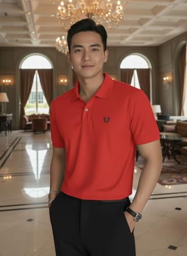 Image of MACK JONNEY Men's Solid Polo T-Shirt | Premium Cotton Blend | Regular Fit | Short Sleeve | Collared Casual Wear|Pack of 2 -MJ-157