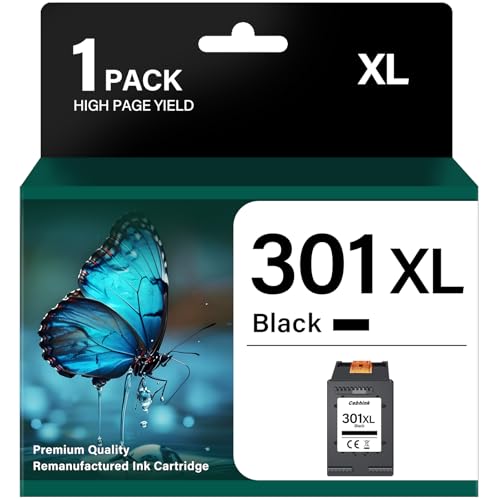 301XL Black Ink Cartridge Replacement for HP 301 Black Ink Cartridge High Capacity - Printer Ink for HP301 XL for Envy 5530 5532 4507 4500 Officejet 2620 2622 Deskjet 2050 2510 2512 2540 3000 (1 Pack)