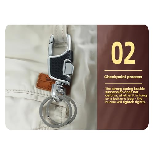 Premium Car Keychain with Metal Carabiner and PU Leather Design - Durable, Stylish, and Secure Key Fob Holder for Men & Women (black) — view 6