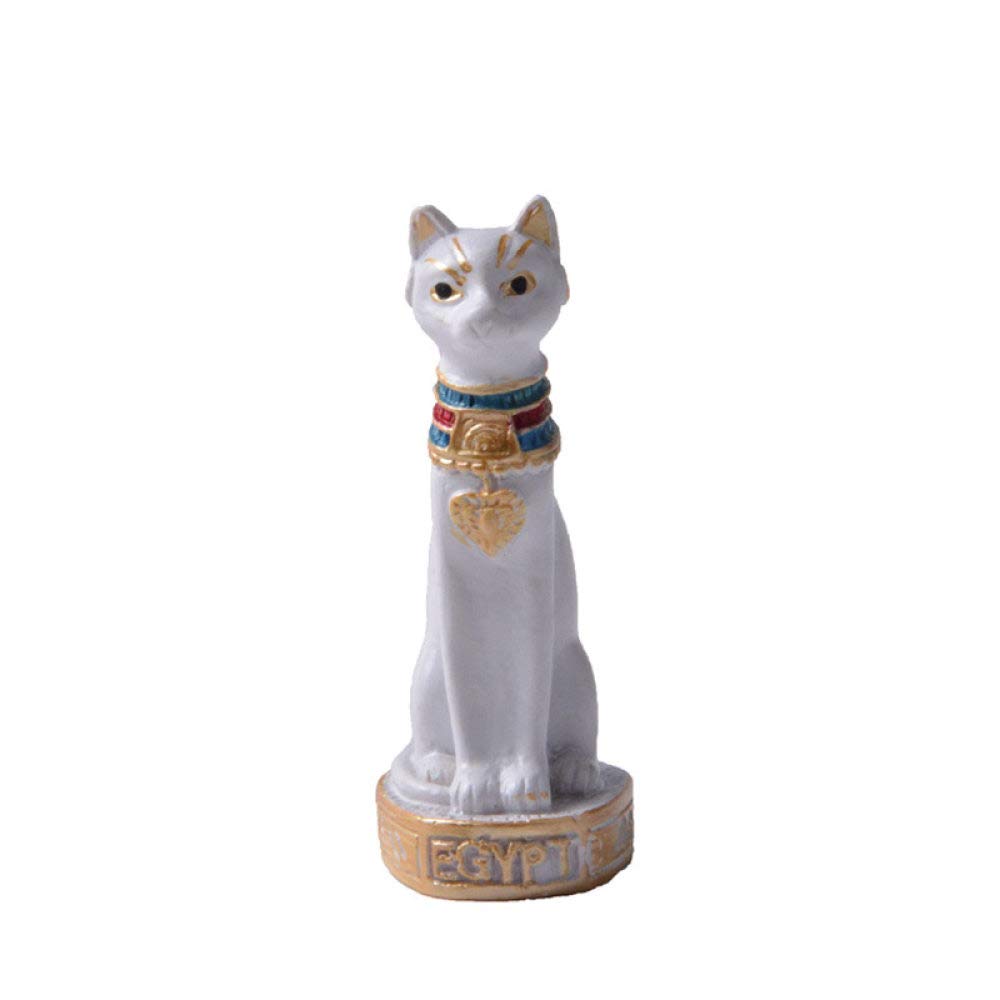 Mini résine blanc chat statue déco pour maison et intérieur