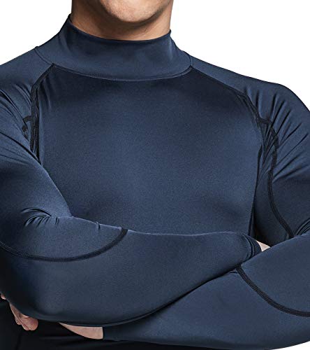 image for TSLA Men's UPF 50+ Mock Long Sleeve Compression Shirts, Athletic Worko