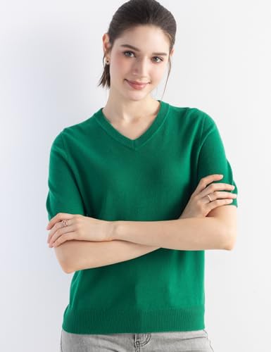 Women's Merino Wool Blend Sweater Fall Winter V Neck Short Sleeve First-Line Ready to Wear Seamless Knit Sweater3