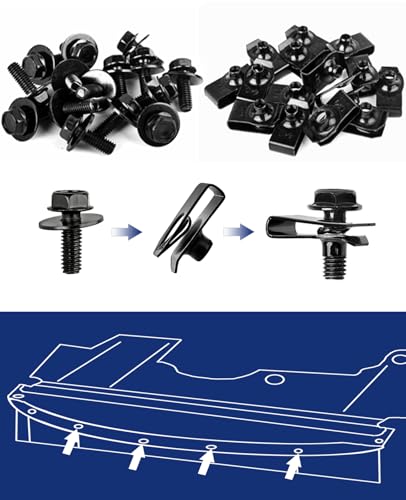 Image of 80PCS Universal Engine Splash Shield Guard Screws & Bumper Clips Fasteners