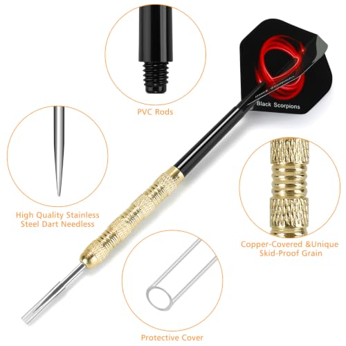 Image of Accmor Metal Tip Darts, Steel Tip Darts, 14 Grams Professional Metal Darts, Darts Metal Tip Set, Metal Darts for Dartboard