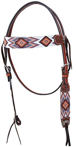 Circle Y Infinity Bead Browband Headstall Brn/Wht #TOP10