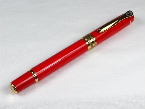 Deluxe Vivid Red Golden with Carved Dragon Ring Fountain Pen with Push in Style Ink Converter