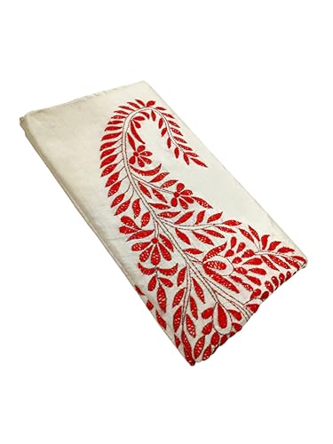 Image of SHRISTI CLOTHINGS Women's Hand Embroidered Cotton Silk Kantha Stitch Saree with Blouse Piece (SB430324 TWD87)