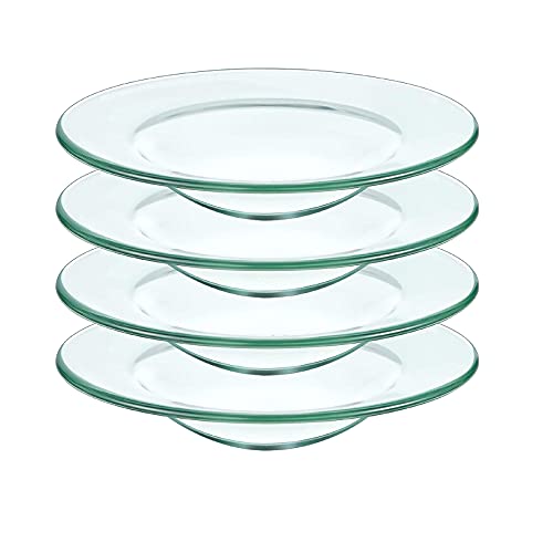 Replacement Glass Dish for Oil Burner and Wax Melt Burner Round Glass Tray For Aromatherapy Lamp and Tart Warmer 12cm (4Pcs, 4.5")