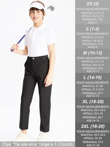 Image of DEVOROPA Youth Boy's Golf Pants Quick Dry Athletic Chino Flat Front Pants Kids School Uniform Clothes