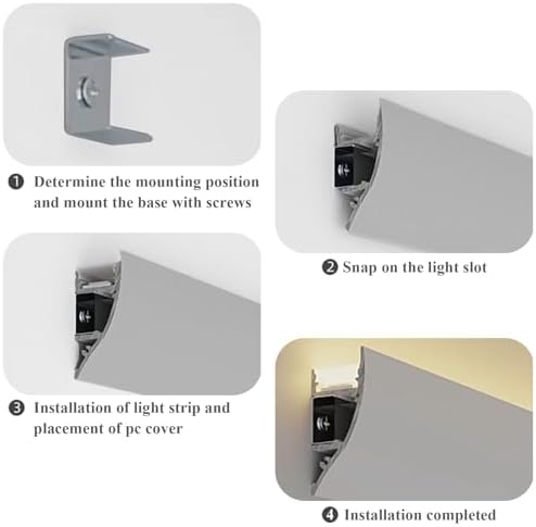 LED Wreath Casting Lighting Kit - White Aluminum Indirect Decorative Trim, Hanging Edge Profile for Bedroom, Modern Lighting Slot (1PC)