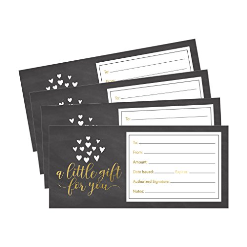 25 4x9 Rustic Blank Gift Certificate Cards Vouchers for Holiday, Christmas, Birthday Holder, Small Business, Restaurant, Spa Beauty Makeup Hair Salon, Wedding Bridal, Baby Shower Cash Money Printable