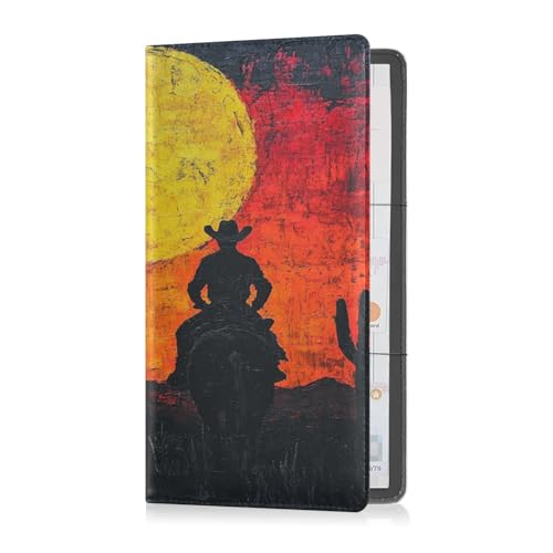 Pu Leather Registration and Insurance Card Holder Men Women Wallet Accessories Case for Cards, Essential Document Driver License Western Cowboy