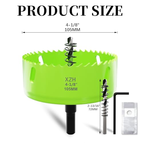 XZH 105mm Bi-Metal Hole Saw Kit with Arbor & Pilot Bit, Effortless Smooth Cutting for Wood Plastic, Drywall & Thin Metal - Image 2