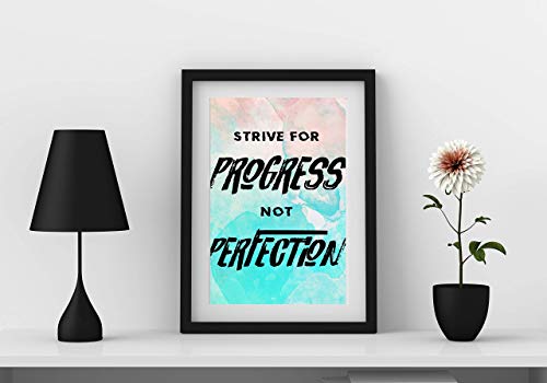 Fitness Motivational Wall Art - “Strive For Progress Not Perfection” Quotes Wall Art for Home & Office - Personalized Wall Art Decor for Gym Enthusiasts - Colorful Gift For Workout Zone, 11x14 inch