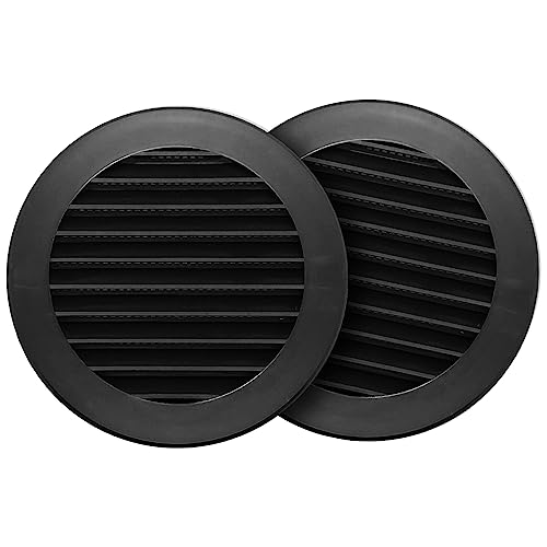 Image of Repa Market 2-Pack 4'' Inch - Plastic Black Vent Covers with Flange - Round Soffit Vent - Air Vent Louver - Grille Cover - Protective Screen Mesh - HVAC Ventilation
