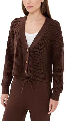 Eberjey Women's Recycled Sweater Cropped Cardigan, Chocolate