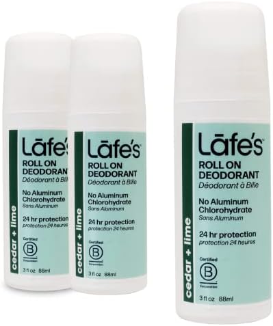 Lafes 100% Natural Roll-on Deodorant, Fresh, 3 Count