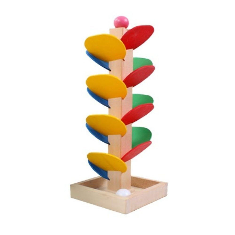 Little Mind Marble Tree - Set of Wooden Tree Blocks Marble Ball Run Track Game Kids Toy Game Petal Slide Trackball Toy