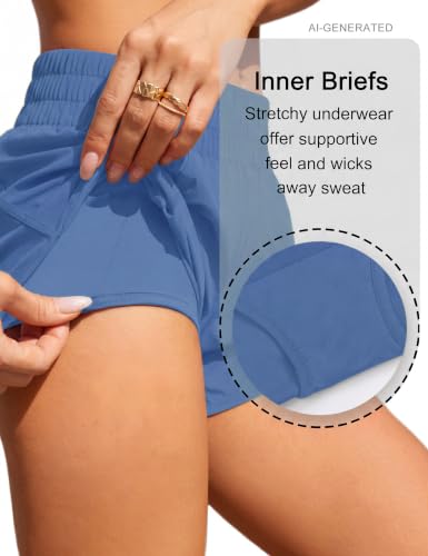Image of BMJL Women's Athletic Shorts Running Workout Shorts Gym High Waisted Summer Short with Waistband Pocket