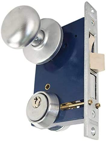 Marks 22Ac Lhr Satin Chrome Double Cylinder Iron Gate Ornamental Mortise Lock Set With 2-1/2" Backset #TOP2