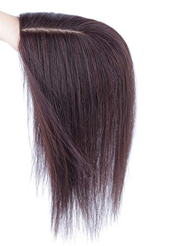 Natural Silk Base Parting Human Hair Toppers for Women with Grey and Thinning Hair, 5