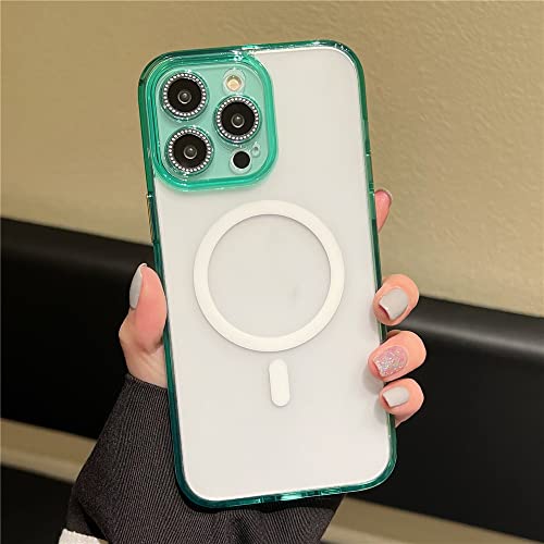 Coque iPhone 13 Pro Max transparente mate verte idéale pour charger sans fil au bureau