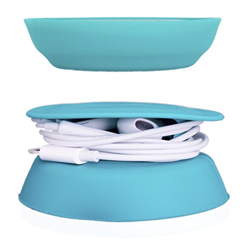 Budley - Tangle-Free Earphone/Earbud Case, Compact Storage System, Silicone (Teal, Set Of 1) #TOP3