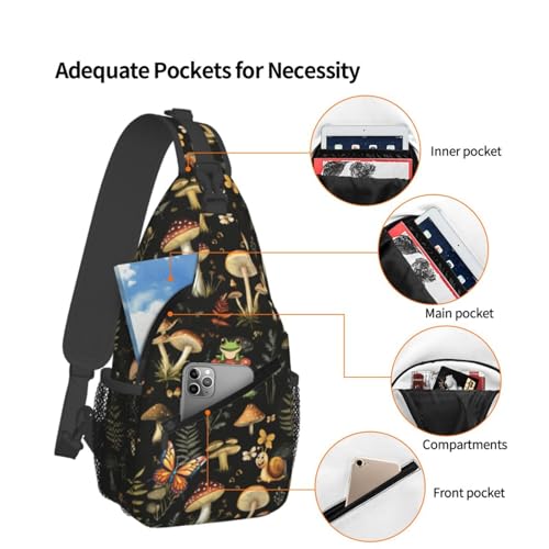Image of Mushroom Frog Snail Crossbody Bag Sling Bag Backpack Chest Bags Shoulder Bag for Women Men