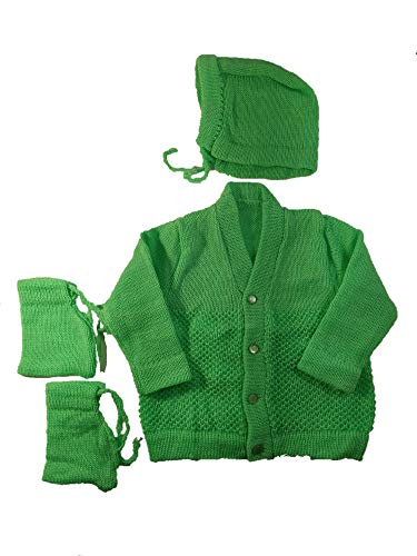 Image of Born Baby Woolen Sweater (3 Piece - 1 Sweater, 1 Cap, 1 Pair of Socks)| (Small 0-6 Months, Large 6-18 Months)