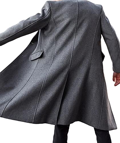 Men's Wool Blend Trench Greatcoat Casual Floor Length Notched Collar Single Breasted Winter Peacoat Jacket2
