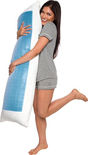 Cooling Memory Foam Full Body Pillow - Extra Firm Full Shredded Memory Foam Body Pillow W/Cooling Gel, Support And Comfort For Stomach And Side Sleepers By Mindful Design #TOP2