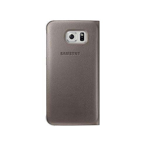 Samsung Leather-Effect Flip Folio Wallet Schutzhülle Case Cover in Kunstleder mit Kreditkartenfach für Galaxy S6, gold