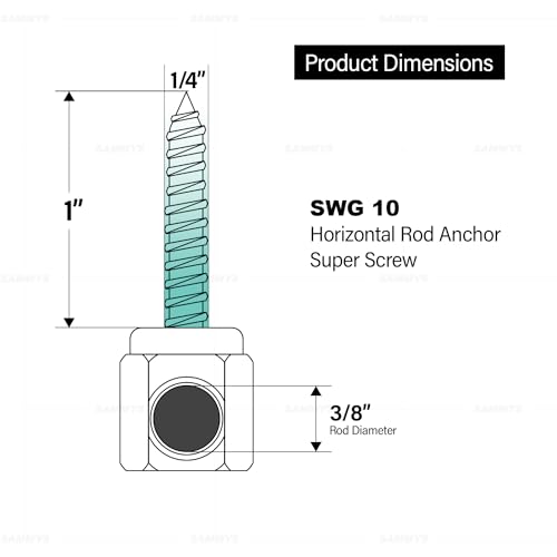 Sammys 8020957-25 1/4 x 1'' Horizontal Rod Anchor Super Screw with 3/8 in. Threaded Rod Fitting, for Wood (Pkg.=25) , Zinc by Sammy's - Image 3