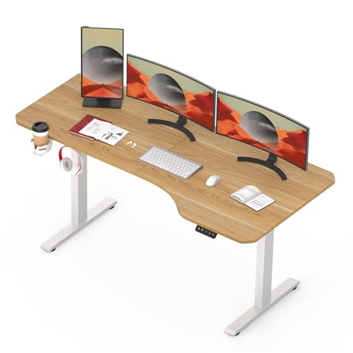 SANODESK QS+ 160 x 75 cm Escritorio Elevable Eléctrico con Tablero Escritorio Regulable en Altura Eléctrico Telescópico Bidireccional con Control de Memoria y Tecnología Anticolisión (Blanco Arce)