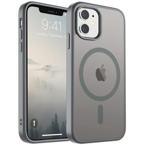 Image of SUPFINE Magnetic for iPhone 11 Phone Case (Compatible with MagSafe) (Military Grade Drop Protection) Slim Translucent Matte Shockproof with Anti-Fingerprint Phone Case,Gray