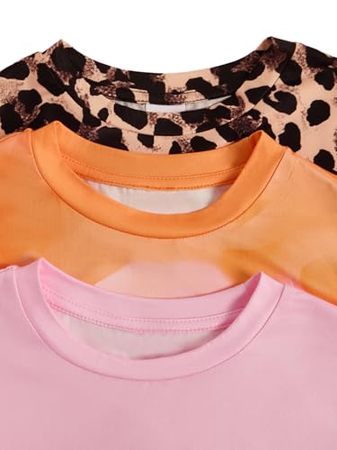 Image of RoseSeek Girl's Shirts 3 Packs Star Butterfly Graphic Tees Crew Neck Short Sleeve T Shirt Casual Tops