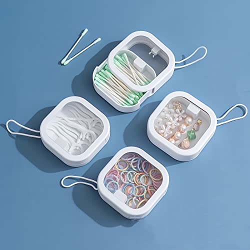 REVAXUP 4pcs Hair Tie Organizer,Portable Travel Qtip Holder,Kids Hair Accessory Box can Be Stackable/Hung,Best for Hair Accessory Storage or Small Items Organizer on Desktop,pink&white