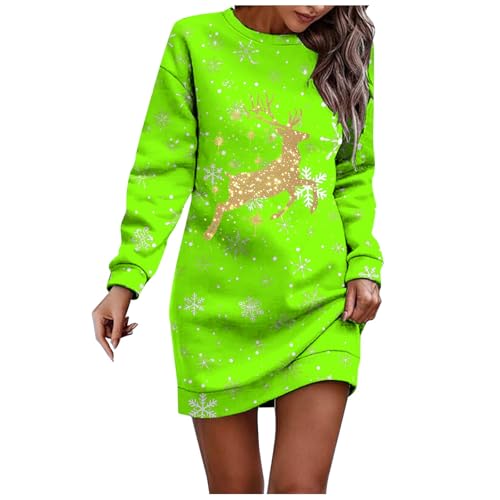 Vhersily Vestido de mujer con estampado y muñeco de nieve Vestidos cómodos con cuello redondo de manga larga ancha Streetwear Ligero Cálido Elegante Slim Fit Trabajo Otoño Invierno Suave Cómodo, B