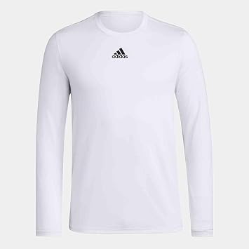 adidas Mens LS Pregame Bos Tee White SM