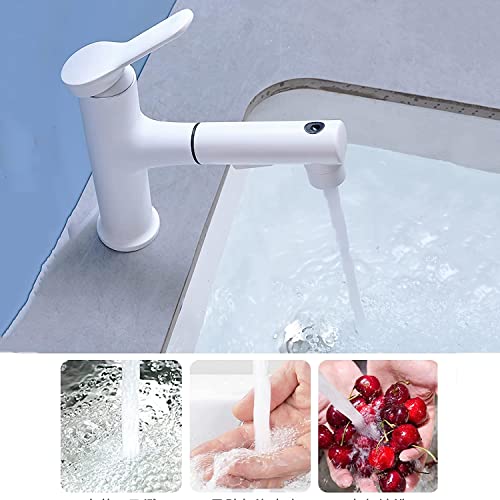 Mitigeur de salle de bain blanc en laiton avec douchette amovible multifonction - 7