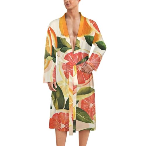 Albornoz de baño para hombre Citrus Fruit largo hasta la rodilla y ropa de dormir suave ligera