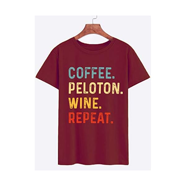 Coffee-Wine-Repeat-T-Shirt-Women-Letter-Print-Tee-Shirt-Drinking-Alcohol-Shirt-Wine-Lovers-Shirt-Tops Coffee Shirts for Women Graphic Tees Shirt Coffee Letter Print Shirt Tops Funny Saying (Wine Red, Medium)