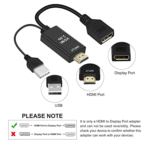 Ferrisa 4K@60Hz Hdmi To Displayport Cable Adapter/Converter With Usb Power, Male To Female Hdmi To Dp Adaptor For Monitor, Support Hdmi2.0 Hdcp2.2, Compatible With , Ps5, Ns, Mac Mini(Not Usb Port) #TOP5
