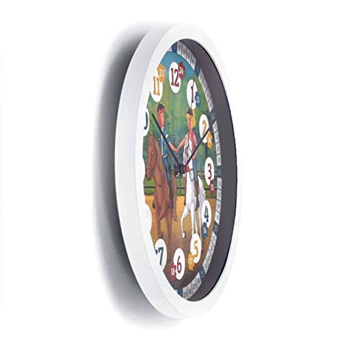 K&L Wall Art Lautlose Kinder Wanduhr für Mädchen und Jungen langlebige Lernuhr Pferde Martinshof Bibi&Tina Kinderuhr Lesehilfe im Kinderzimmer (30cm Bibi & Tina)