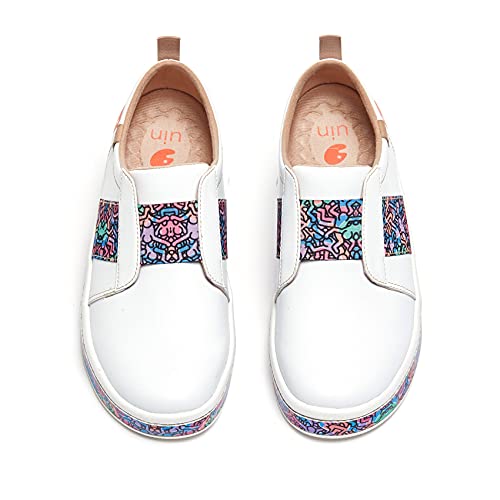 UIN Women's Fashion Sneakers Lightweight Walking Casual Slip Ons Art Painted Athletic Travel Skate Shoes Las Ramblas