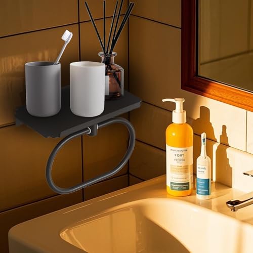 Anneau de serviette de bain avec étagère sans perçage pour douche - 4