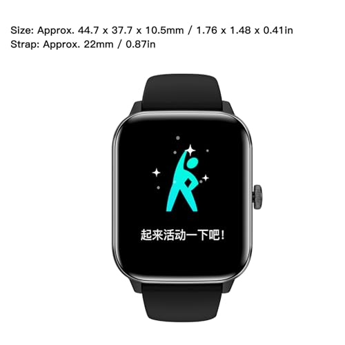 EIMSOAH Smartwatch, Farb- Touchscreen, Mehrere Sportmodi, IP67, Wasserdicht, Fitnessuhr Zum Laufen, Radfahren, Gehen, Kunststoff- Silikon, 1, 83 Zoll (Schwarz)-7