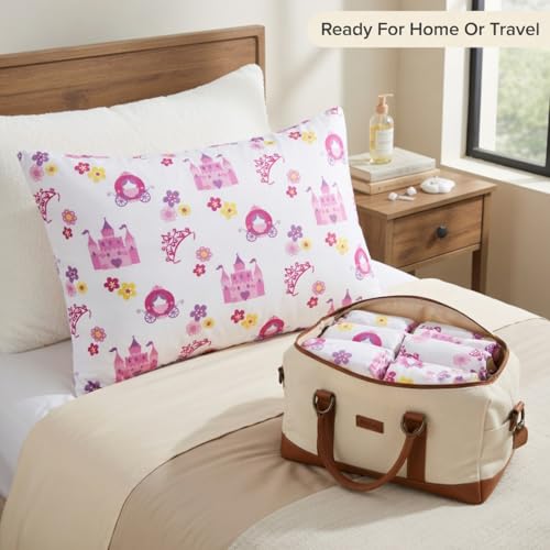 Image of 2-Pack Toddler Travel Pillowcases -100% Soft Microfiber, Breathable and Hypoallergenic - 14 inch by 20 inch Kids Pillowcases fits Pillows 14x19, 13x18 or 12x16, Princess Storyland