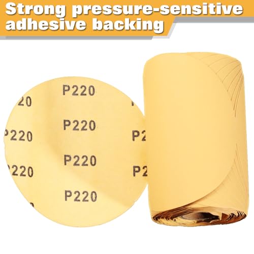 Image of SPEEDWOX 100 Pcs 220 Grit 5 inch Round Sanding Discs Sandpaper Roll | Adhesive Back PSA Sticky Back, No Hole, Stick and Sand Sandpaper for Wood, Auto Body Repair Marine Paint Metal and Plastics