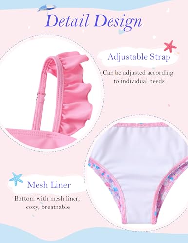 Image of ALISISTER Girls Swimsuit 3 Piece Bathing Suits Summer Bikini Tankini Sets with Cover Up Skirt for 4-12 Years